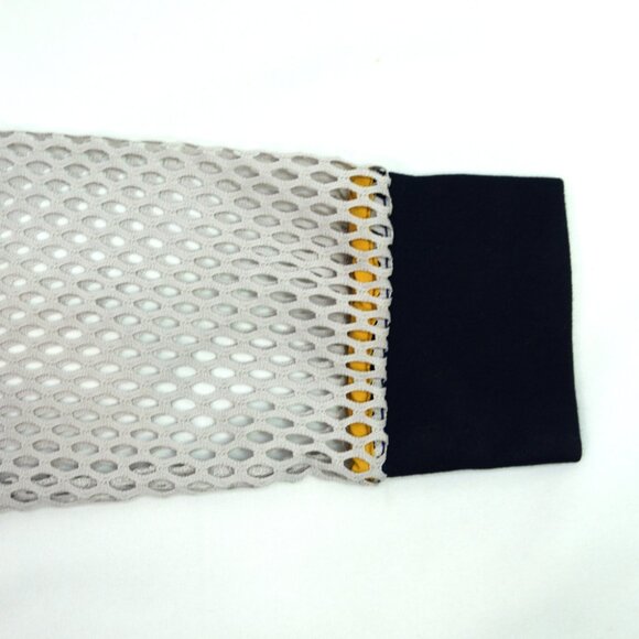 Katharine Kidd Gray Navy Fish Net Mesh Long Sleeve Athletic Athleisure Top Sz M - Picture 5 of 8